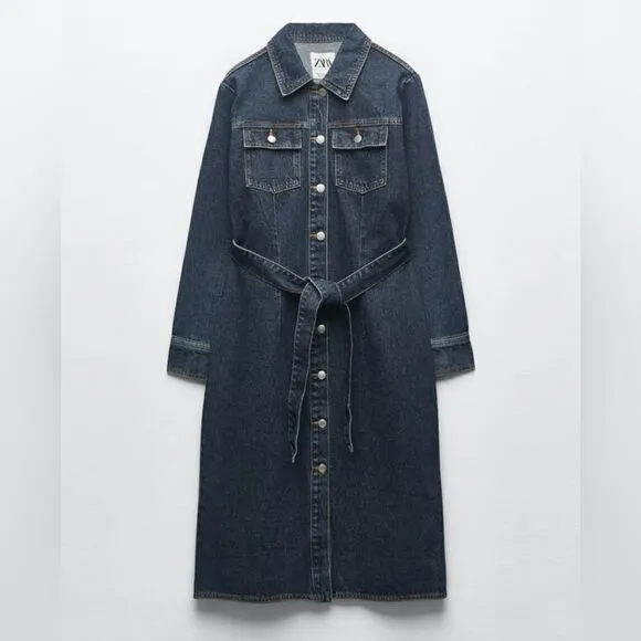 ZARA DENIM MIDI DRESS