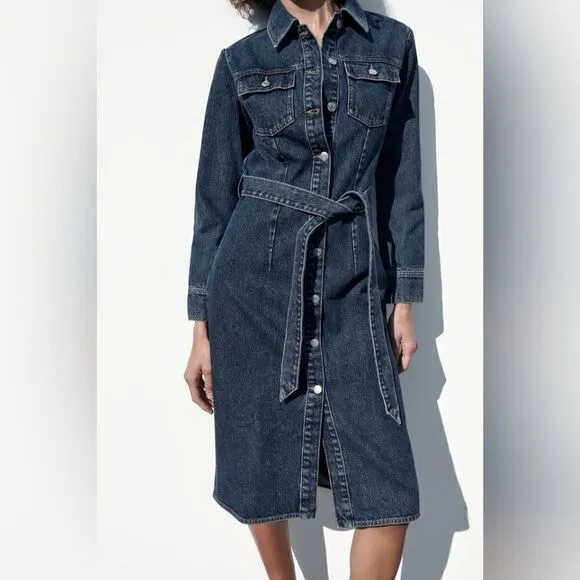 ZARA DENIM MIDI DRESS