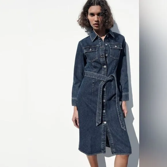 ZARA DENIM MIDI DRESS