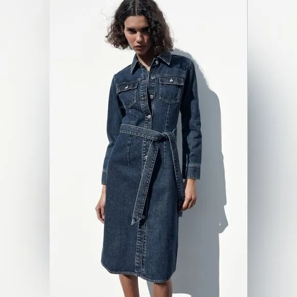 ZARA DENIM MIDI DRESS