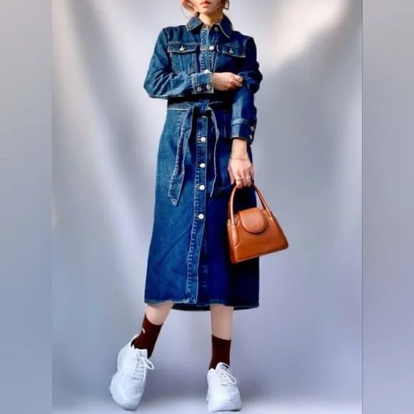 ZARA DENIM MIDI DRESS