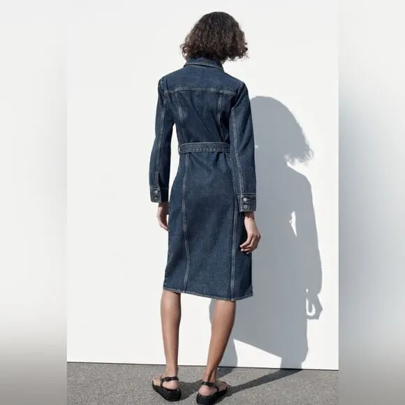 ZARA DENIM MIDI DRESS