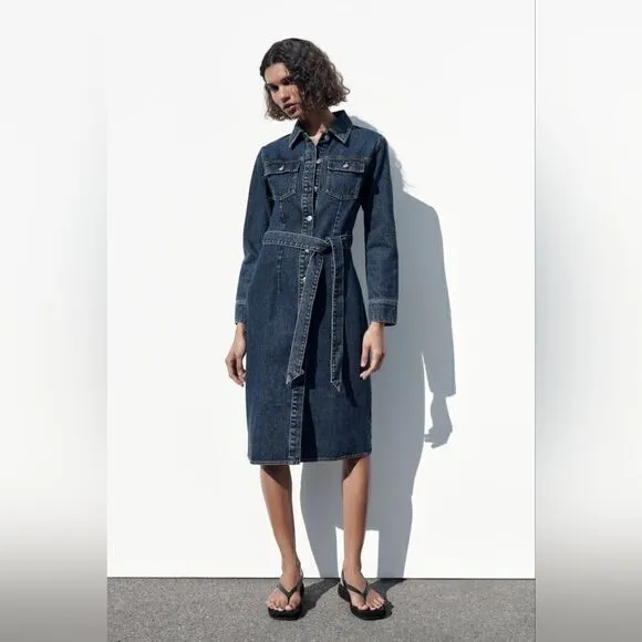 ZARA DENIM MIDI DRESS