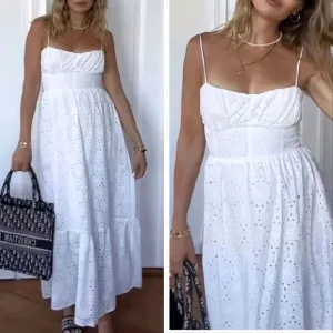 Zara Openwork Embroidered Maxi Dress Size S